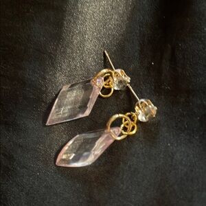 Elegant acrylic Pink and Gold Earrings